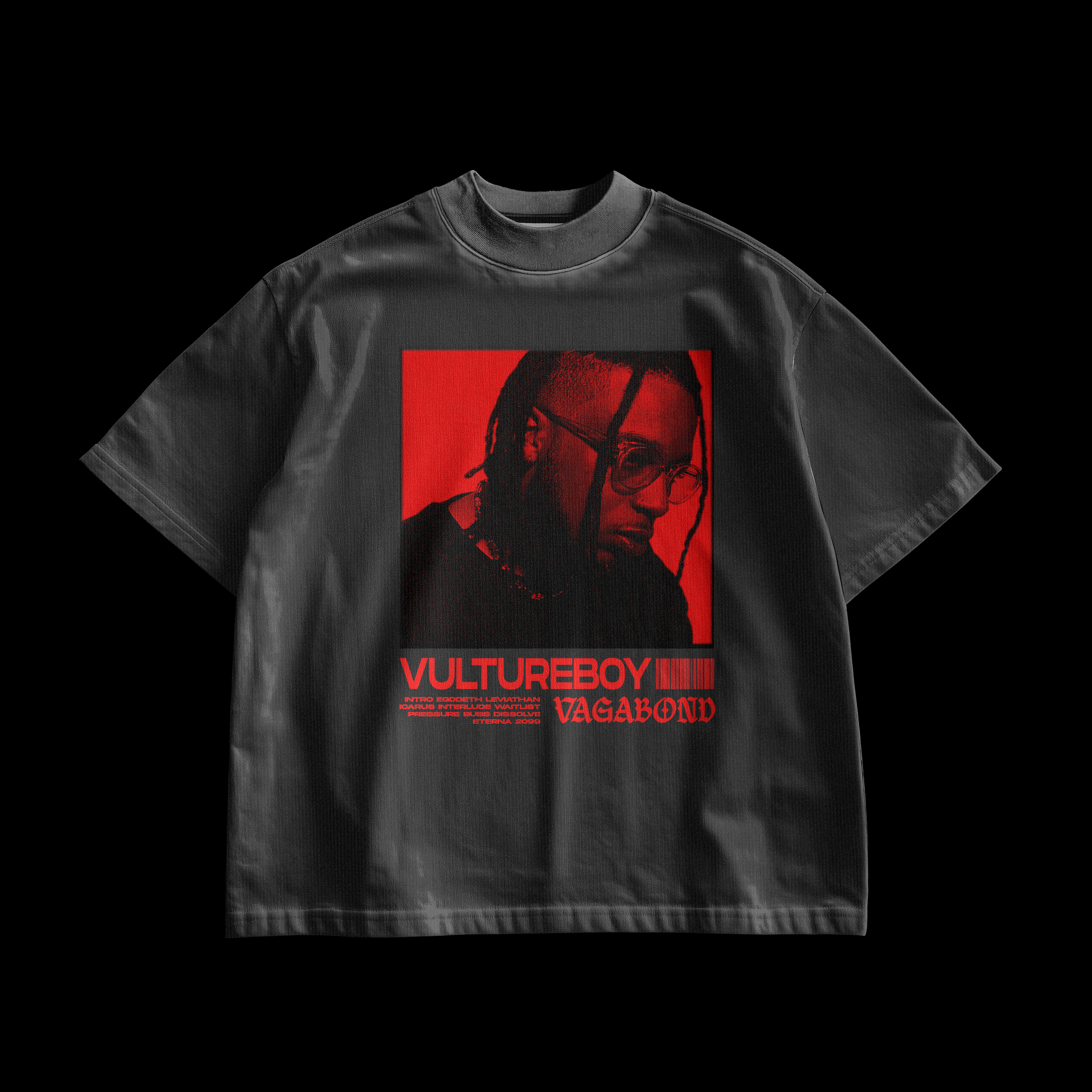 "VAGABOND" Oversized T-shirt (Black/Red)
